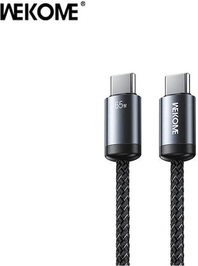 WK Wdc-35 Braided USB 2.0 Cable USB-C male - USB-C 65W PD Μαύρο 1m