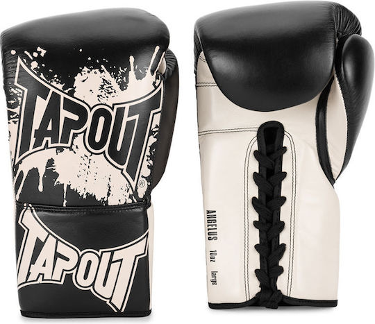 Tapout Boxhandschuhe Leder für Kampf Schwarz