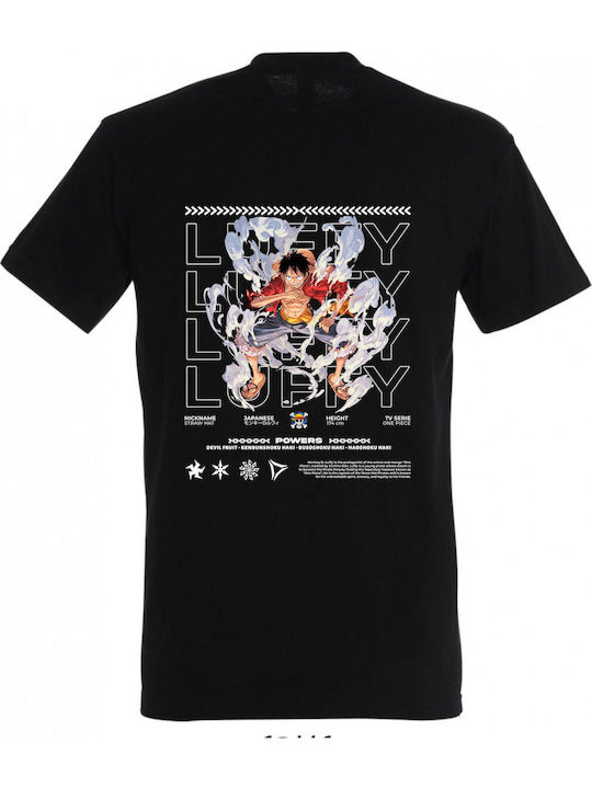 kirikoko Luffy Powers One Piece Anime T-shirt Μαύρο Βαμβακερό