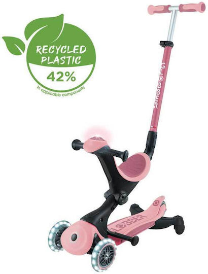 Globber Kinderroller Klappbar Go Up Sporty Lights 360° 3-Rad mit LED-Beleuchtung Pastell Rosa