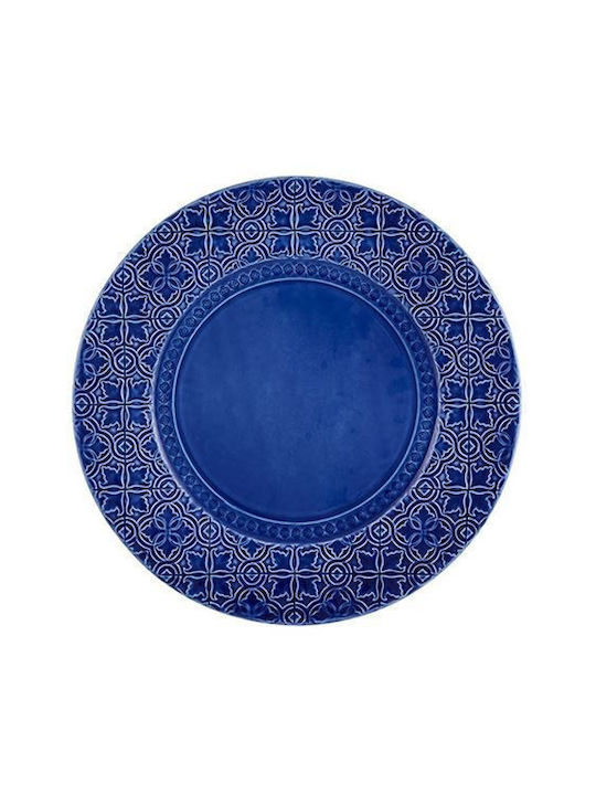Bordallo Pinheiro Rua Nova Teller Untiefe Keramik Blau mit Durchmesser 34cm