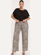 Women's High Waist Pantaloons with Rubber Band Leopard Beige