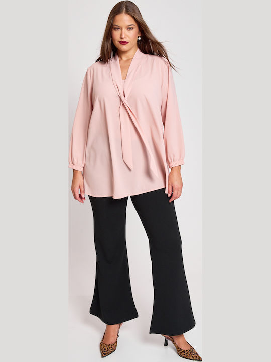 Women's Fabric Trousers Flared with Elastic Black