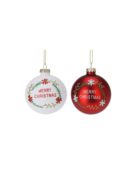 Glass Ball "Merry Xmas" 2 colors 8cm