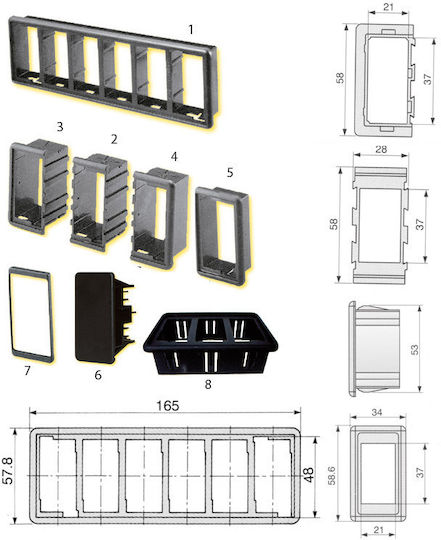 Blue Sea Systems Switch Frame 3 Positions in Blue Color 18.RΕ.60957