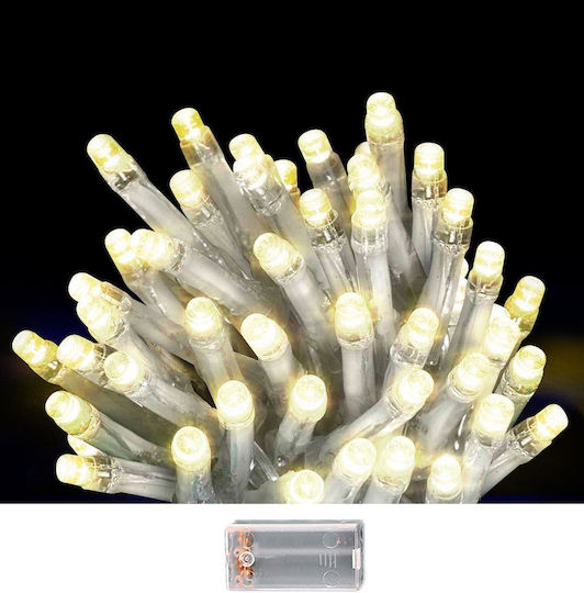 50 Λαμπάκια LED 5.2μ. Λευκά Μπαταρίας σε Σειρά