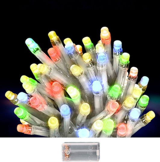 50 Lichterketten LED 5.2m. Mehrfarbige Batterie in Zeichenfolge 1Stück