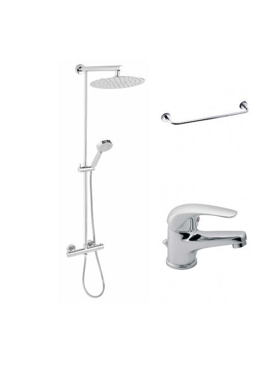 Ferro 3-in-1-Duschset Trevi Thermostat-Dusche Vasto Waschbeckenarmatur 50 cm Handtuchhalter