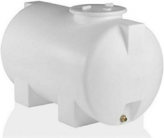 Stamatiou Plastics Horizontal Cylindrical Plastic Storage Tank 1100lt for Water / Petroleum / Oil White
