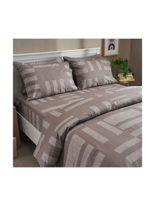 Charalambidis Textiles Tetris Μαξιλαροθήκη Oxford Καφέ 52x72εκ.