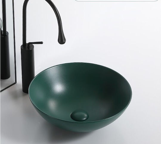 Sanindusa Επικαθήμενος Νιπτήρας Πορσελάνης 40x40cm Πράσινο Ματ