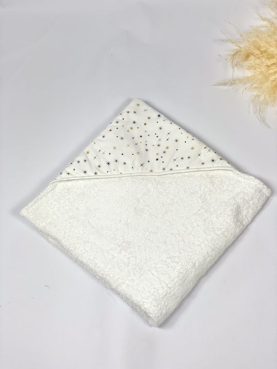 Velvet White Baby Bath Towel Hooded 70x70cm
