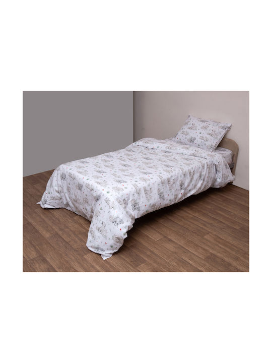 Viopros Σετ Σεντόνια Μονά Βαμβακερά Λευκό 160x275cm 3τμχ