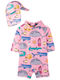 Joyce Seabed Kinder Badeanzug Einteilig mit Hut Rosa