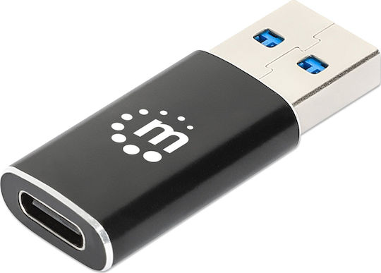 Manhattan Конвертор USB-A мъжки към USB-C женски Черен 1бр 153980