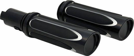 Arlen Ness Grip Closed Handlebar 25.4mm Length:14cm Deep Cut Throttle-by-wire Twist Throttle Hard 500-069 Black