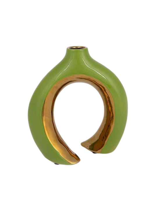Vază Decorativă Ceramică Verde 16.5x7.2x18.5cm 2buc