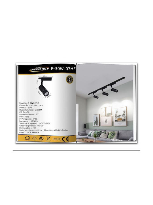 Universo Illuminazione Single LED Cool White Spot in Black Color