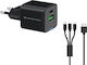 Conceptronic Φορτιστής με Θύρα USB-A και Θύρα USB-C 33W Power Delivery / Quick Charge 2.0 Μαύρος (ALTHEA16B)
