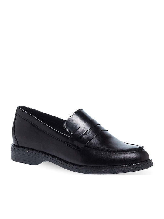 Leder Damen Mokassins in Schwarz Farbe