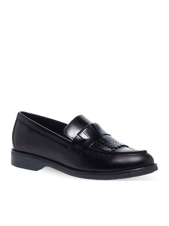 Leather Women's Moccasins in Black Color