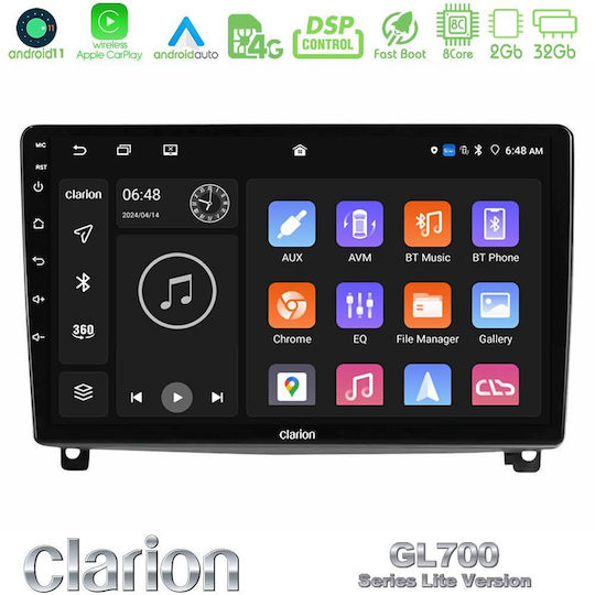 Clarion Ηχοσύστημα Αυτοκινήτου για Peugeot 407 2004-2011 (Bluetooth/USB/WiFi/GPS/Apple-Carplay/Android-Auto) με Οθόνη Αφής 9"