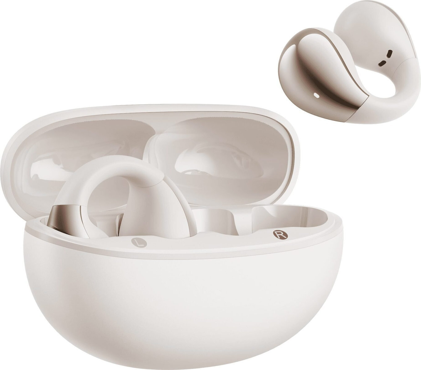 QCY Crossky C30 Open Ear Bluetooth Handsfree Ακουστικά με Αντοχή στον Ιδρώτα και Θήκη Φόρτισης Λευκά (T33-white)