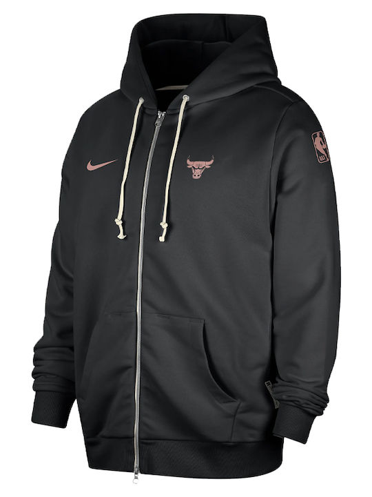 Chicago Bulls Standard Issue Dri-Fit Ζακέτα με Κουκούλα Μαύρο