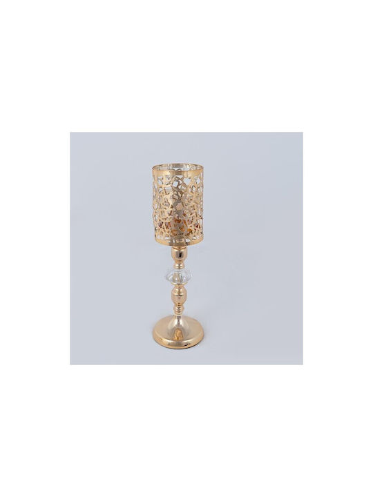 Candle Holder Metal in Gold Color 10x10x35.5cm 1pcs