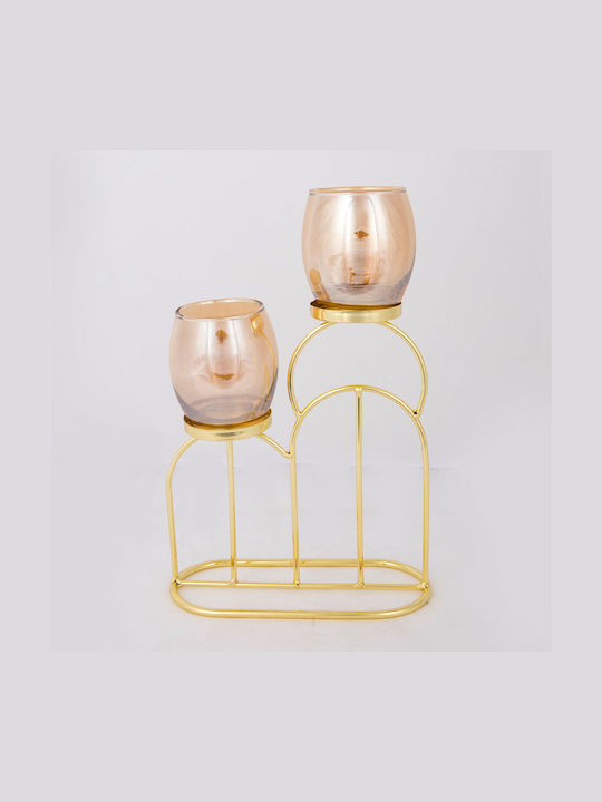 Candle Holder suitable for Tealights Glass in Brown Color 20x30.5x9cm 1pcs