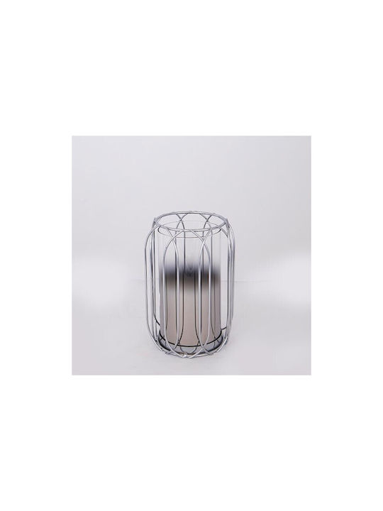 Candle Holder Glass in Silver Color 13.5x19.5x13.5cm 1pcs