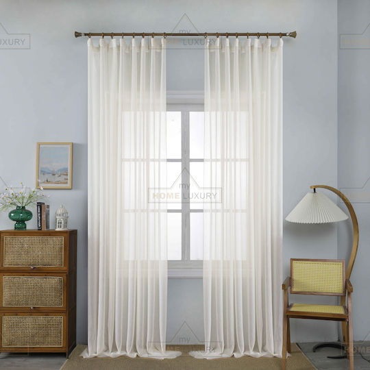Homeone Κουρτίνα με Τρέσα Εκρού 270x295εκ.