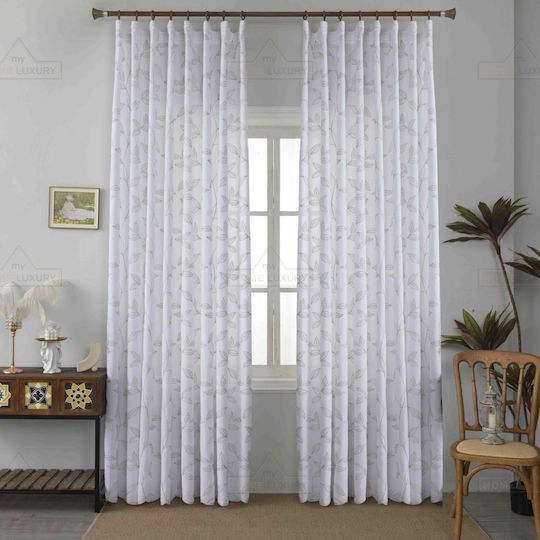 Homeone Κουρτίνα με Τρέσα Λευκή 270x270εκ.