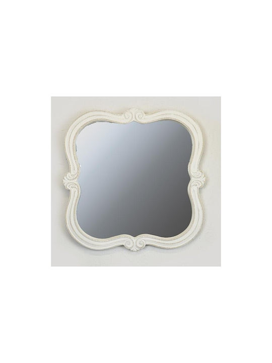 Wall Mirror with White Wooden Frame 51x51cm 1pcs