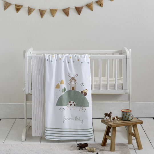 Nima Farm Baby Комплект Бебешки Чаршафи За Количка Памучни Многоцветен Бели 70x110бр 2бр