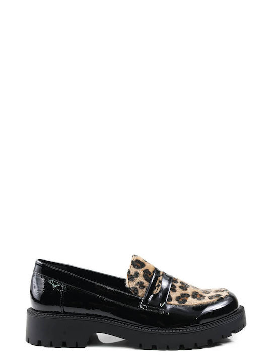 Black Leopard Print Greek-Made Loafers