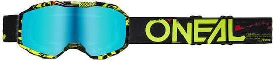 Oneal Mx Goggles B-10 V.24 Attack Junior Black Neon Yellow Iridium Mirror