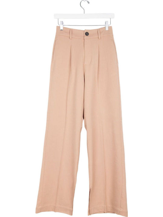 Women's Fabric Trousers with Rubber Band Beige