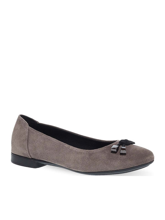 Leder Damen Ballerinas Grau