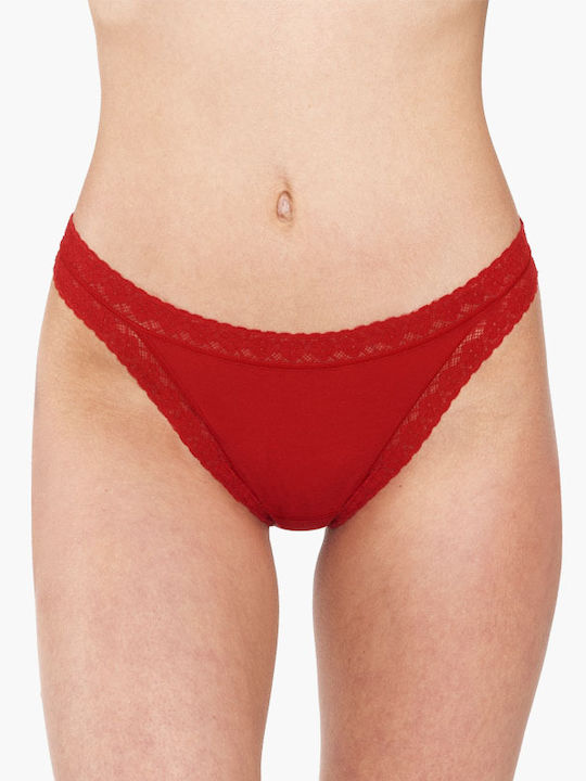 Underwear Γυναικείο Slip με Δαντέλα Μπορντό