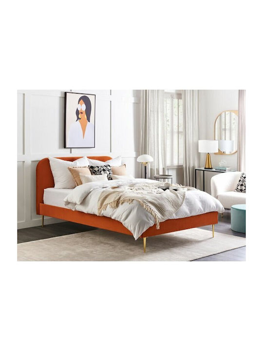 Berwyn 328 Bed Upholstered with Fabric Red with Slats for Mattress 160x200cm