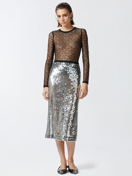 Pinko Midi Skirt Silver