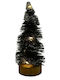Christmas Decorative Snowy Illuminated Wood Tree 15cm Battery Green