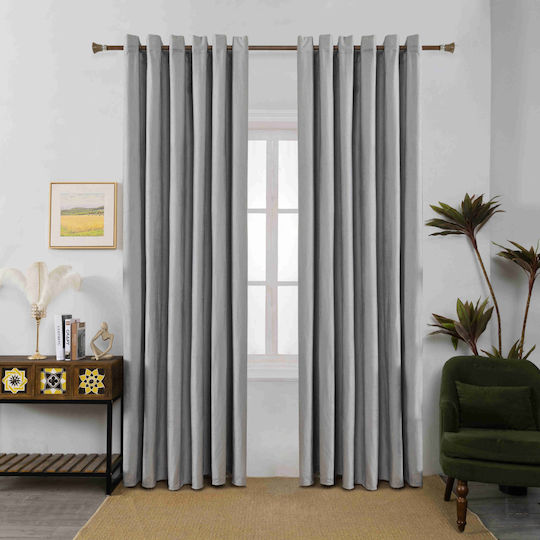 Homeone Κουρτίνα με Τρουκς Γκρι 255x270εκ.