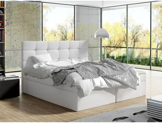 Comfivo 196 Κρεβάτι King Size με Αποθηκευτικό Χώρο & Στρώμα 180x200cm Άσπρο