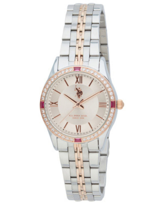 U.S. Polo Assn. Γυναικείο Ρολόι 31mm Μπαταρίας με Ασημί Μεταλλικό Μπρασελέ