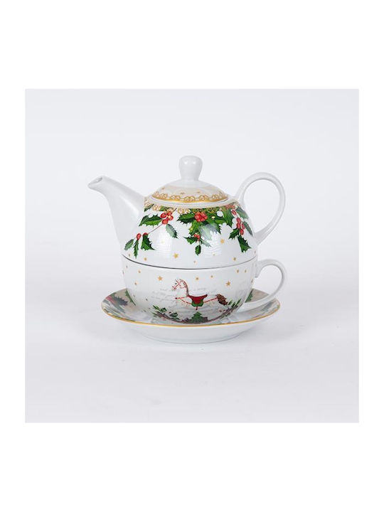 Eurolamp Set Ceainice Porțelan De Crăciun 16x14.5cm 420ml 3 Bucăți