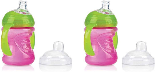 Nuby Educational Sippy Cup Plastic with Handles Pink for 6m+m+ 240ml