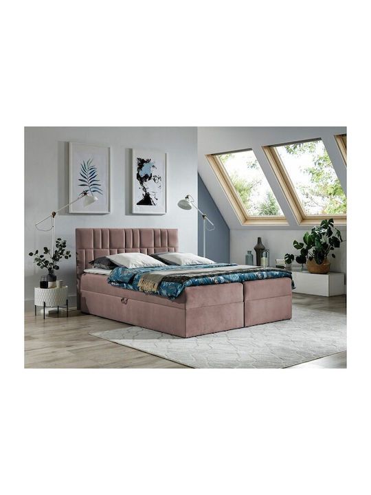 Baltimore 143 Bett mit Stoff in Rosenfarbe mit ...