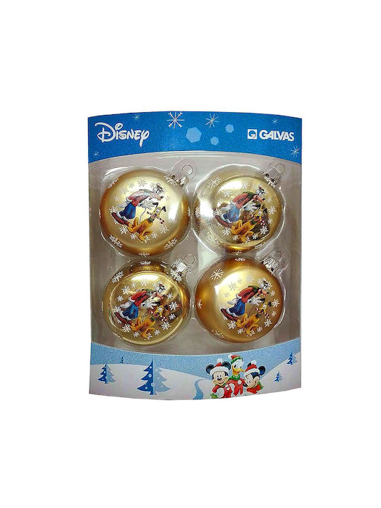 Mickey & Friends Hängendes Kugel Ornament Ornament Gold 7.5cm Set 4Stück